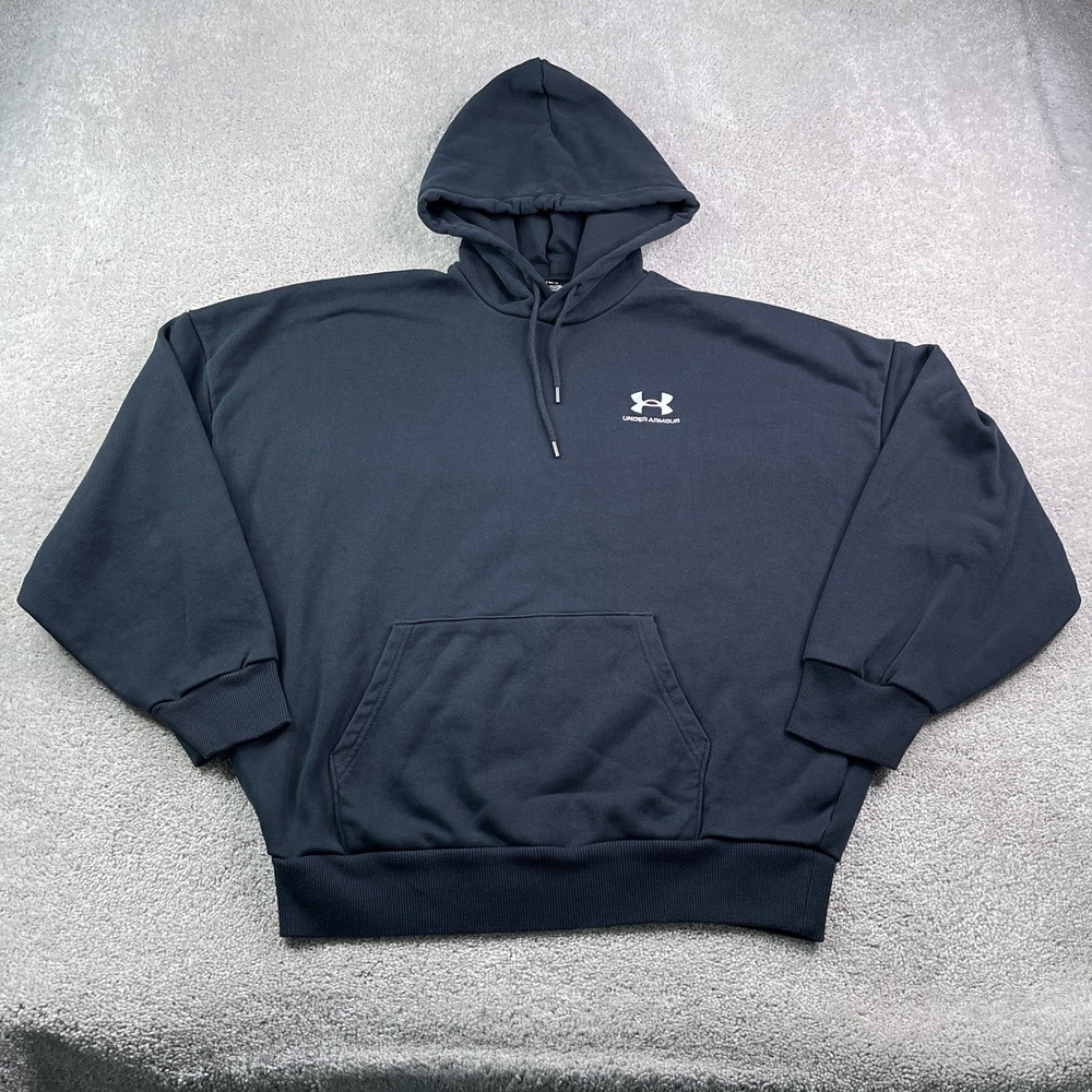 Under Armour Hoodie Men Large Black Rival Oversized Heavyweight Terry Sweatshirt